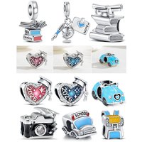 925 Sterling Silver Back To School Graduation Charms Book Car Camera Pendant Jewelry Making For Classic Bracelet Ladies DIY Gift