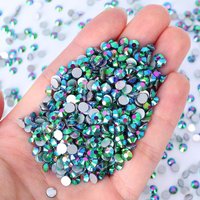 Peacock Green Round Glass Flatback non hotfix Rhinestone Nail DIY Jewelry Diamond Shoe Cap Accessories