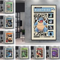 Canvas Printing Pokemon Blastoise Anime Character Poster Prints HD Comics Pictures Modern Home Living Room Wall Decoration