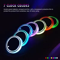 7 Color Changing LED Car Cup Holder Lights, Rear Windshield Decorative Ambient Lighting Kit with Glowing Colorful Coaster Pads