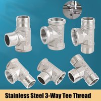 Stainless Steel G1/2 3 Way T-Adapter Male+Male+Female Bathroom Shower Faucet Water Splitter Toilet Shower Valve Tee Pipe Convert