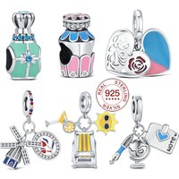925 Silver Charm Travel Bead Beach Sun Pendant For Original Bracelet DIY Jewelry Making Necklace Women Birthday Jewelry Gift