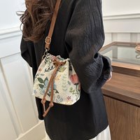 1PC Floral Butterfly Pattern Bucket Bag, Bohemian Style, Fashionable and Versatile, Suitable for Daily Commuting, Gatherings