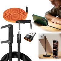 1pcs Foldable 240W USB C Cable Braided Fast Charging Phone Holder PD Type C Cable with OTG For iPhone 15-17 Samsung Xiaomi