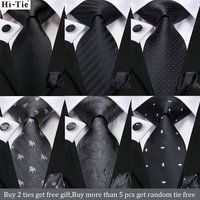 Hi-Tie 8.5cm Black Solid Striped Paisley 100% Silk Men's Business Tie Neck Tie for Men Fashion Luxury Wedding Necktie Gravatas