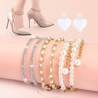 New Alloy Women Shoelaces PU Pearl High Heels Pearl Heels Band Shoes Decoration Anti-skid Shoe Belt