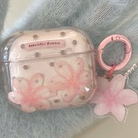 Pink beautiful flower imd earphone case crystal wireless bluet charging box for apple airpods 4 1 pro 2nd 3 2 cover