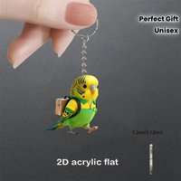 Creative 2D Flat Acrylic Keychain Cute Cartoon Parrot Shaped New Student Backpack Pendant Holiday Gift Animal Jewelry Accessory