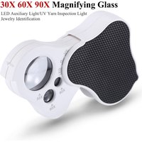 30X 60X 90X Illuminated Jewelry Loupe Magnifier Foldable Jewelers Magnifying Glass with LED UV Light for Diamonds Coins Stamps