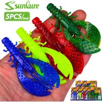 Sunlure Biomimetic Whisker Crayfish Crab Clamp Soft Bait 9CM Artificial Silicone Shrimp Bait 5PCS/Bag Saltwater Fishing Lures