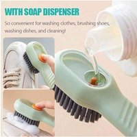 1pc Easy-To-Use White PP Multi-Functional Shoe Brush - Press-Type Built-In Liquid Dispenser, Soft Non-Destructive Bristles.