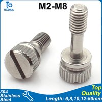M2 M2.5 M3 M4 M5 M6 M8 304 Stainless Steel Slotted Pan Head Knurled Thumb Screws Non-Dropout Shoulder Design GB839 /DIN 908