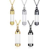 Stainless Steel Acrylic Cremation Urn Pendant Ashes Holder Memorial Pendant Necklace with Chain Keepsake Jewelry
