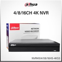 Dahua 4CH 8CH 16CH NVR 4K Video Recorder Supports Smart Camera Motion Detection H.265+ ONVIF NVR4104HS NVR4108HS NVR4116HS-4KS3