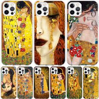 Kiss by Gustav Klimt Desig Case Phone Cover for Apple iphone 16 15 14 13 12 Mini 11 Pro Max 16E X XS XR 7 Plus 8 + SE 2020 Trend