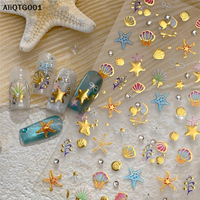 Summer 3D Beach Ocean Nail Art Stickers Starfish Shell Clams Conch Coral Sea Decals for DIY Manicure Nail Decoration Ocean Theme