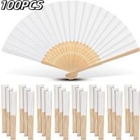 100PCS Bamboo Handheld Folded Fans Craft Hand Fans Foldable Chinese Fans for Weddings Bridal Dancing DIY Decoration Party Favors