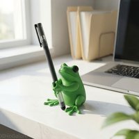 2026 New 3D Printed Stand Frog Ornament And Pen Holder Cute Desktop Home Office Decor Gift For Kids Adults Set Pro Plus