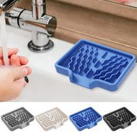 Silicone Soap Holder Self Draining Soap Bar Holder Kitchen Soap Dish Sponge Tray Counter Caddy Organizer for Dish Soap Dispenser