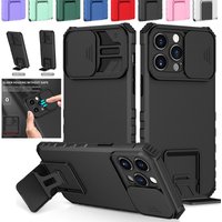 Armor Case For iPhone 16 15 Pro Max 14 Plus 13 12 11 Pro X XS Max XR SE 2022 Cover Slide Protective Lens Kickstand Coque Fundas