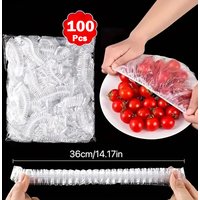 100pcs Disposable Food Cover Saran Wrap Bowel Cover Food Grade Fresh-keeping Plastic Bag Kitchen Storage Accessories