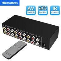 Composite AV RCA Switch Splitter 4 in 2 Out Analog Video C-VBS RCA AV Splitter Switch 4x2 mit Fernbedienung für DVD Wii PS2 TV