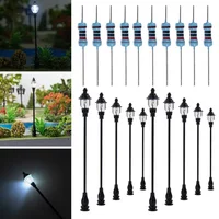 10pcs Model Railroad Train OO/HO Scale Lamp Posts Led Street Light Lamp Artificial Miniature Decoration Building Landscape