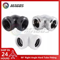 Computer Water Cooling Hard Tube Fitting 90ยฐ Right Angle Connector For OD14mm PMMA PETG Metal Pipe Hand Compression Connecting