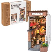 Rolife Book Nook Kits Sakura Wine Alley with Dust Cover DIY Miniature Dolls House Kit 3D Wooden Puzzle Bookend Bookshelf Gift