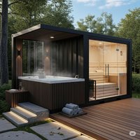 All-In-One Outdoor Modern Dry Steam Sauna Multifunctional Hemlock Wood for Villa Relaxation Large Sauna Room