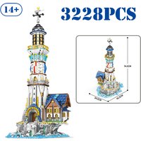 3228pcs European Century Medieval Lighthouse Bricks Model MOC Street View Knight Castle Building Blocks Kit Toys Gifts Ornament