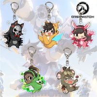 Game OW Reaper Lúcio D.Va JunkRat Keychain Accessories Cosplay Pendant Prop Badge Gift