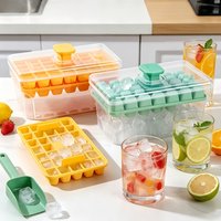 68 Grids Double-layer Push-type Ice Cube Tray and Storage Box Portable Ice Box Ice Cube Tray with Ice Shovel Ice Making Tool