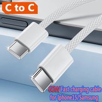 Type C to Type C Cable Fast Charge Data Cable 60W For phone15 Pro Huawei Samsung Xiaomi Multi Color Weaving Data Line Charging
