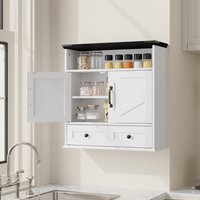 24 Inch Bathroom Wall Cabinet Over The Toilet Storage with Barn Doors, Adjustable Shelves Farmhouse Bathroom Organizer