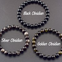 Natural Silver Obsidian Tourmaline Bracelet Men Women Original Natural Stone Bead Black Crystal Spirit Energy Protection Jewelry