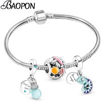 Silver Plated Chameleon Charm Bracelets 2022 New Beads Bracelet Bangles For Women Girlfriend Kids Jewelry Gift Special Offer