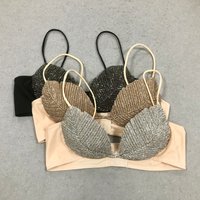 Sexy Flashing Diamond Decorated Vest And Bra Set for Bar Girls Flashing Diamond Resin Bar Base Layer Vest And Bra Set