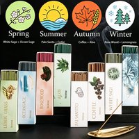 Premium Boxed Incense Set for All Seasons, Including Spring, Summer, Autumn, and Winter Sets, 12cm Long, 36 Sticks/Box, Containing Sacred Wood, White Sage, Ocean Sage, Rosewood, Lemongrass, Coffee,
