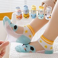5 Pairs Kids Summer Socks Thin Mesh Breathable Cartoon Bunny Design Comfortable and Cute Children's Footwear