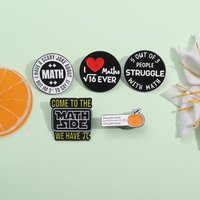 Maths Themed Enamel Pins Black Round Math Equation Brooch Backpack Hat Lapel Accessories Metal Badge Gift Jewelry Wholesale