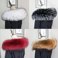 100%Real Raccoon Fur Scarf Natural Fur Black Collar Luxury Warm Large Size Fur Scarf Raccoon Collar Fur Scraves Detachable