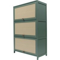 Shoe Cabinet Green 3 Doors Shoe Storage Cabinet Bamboo Shoe Floor Storage Organizer Rack Shoes Organizer Freestanding for