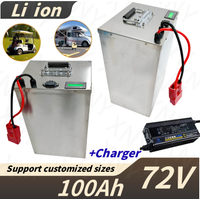 72V 100Ah Li ion Built-in 100A 220A 340A BMS Lithium Polymerfor Bike Scooter Tricycle MotorCycle with 10Charger