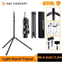 K&F CONCEPT 86.6 inch/2.2m Aluminium Alloy Light Stand Photographic Video Tripod for Reflectors Flash Softboxes with Storage Bag