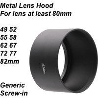 Generic Metal Telephoto Lens Hood Screw-in 49 52 55 58 62 67 72 77 82 mm Universal Black focal distance at least 80mm