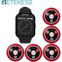 Retekess Restaurant Pager Waiter Calling System 1 pcs TD113 Watch Receiver 5 pcs T117 Call Buttons