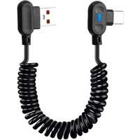 Elbow Design USB Spring Fast Charge Cable 6A Indicator Light High Speed Charging Cord Car Spring Data Cable For iPhone 16 Xiaomi