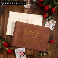 Sheilabox Suede Guest Book Gold Floral Pattern 132P A4 Soft Leather Message Book Wedding Party Reception Marriage Albums Item