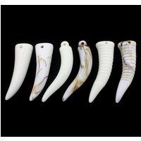 10pcs/pack Acrylic Horns Ivory Wolf Tooth Fangs Charms Pendants, DIY Jewelry Making Accessories for Men and Women